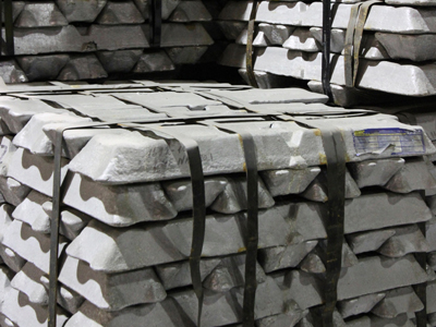 Metal ingots in piles